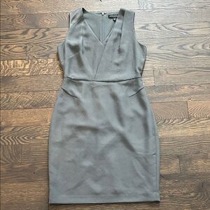 Banana Republic Gray V-Neck Midi Dress